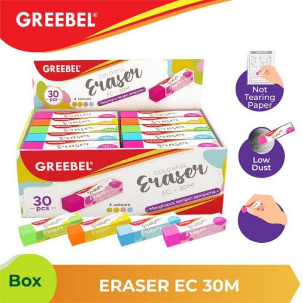 

Penghapus Greeebel warna-warni 30pcs
