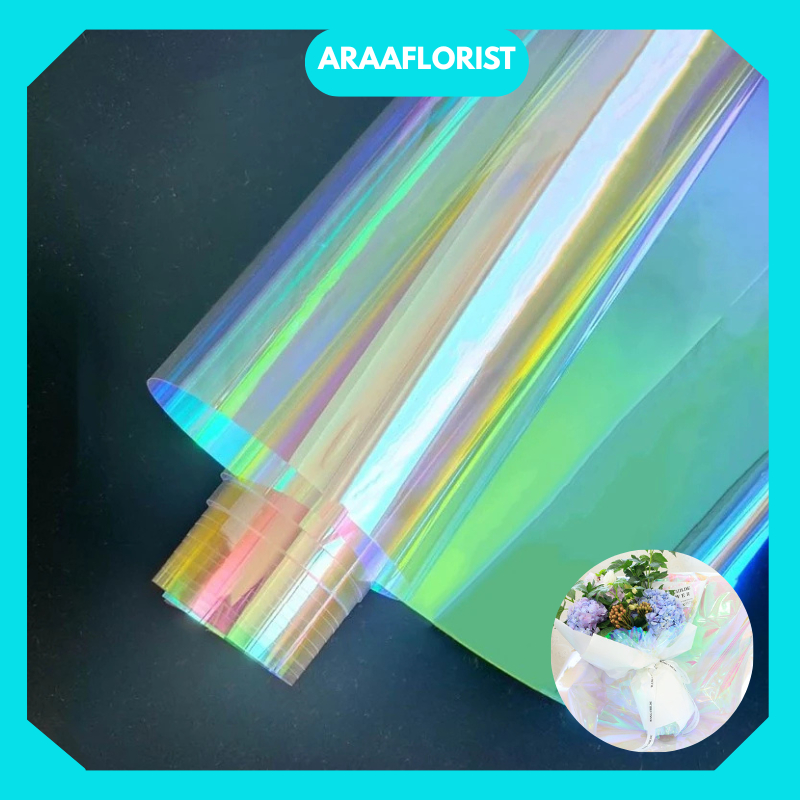 

HOLOGRAM Wrapping Paper Plastik OPP Rainbow Kertas Buket Cellophane ROLL RL01