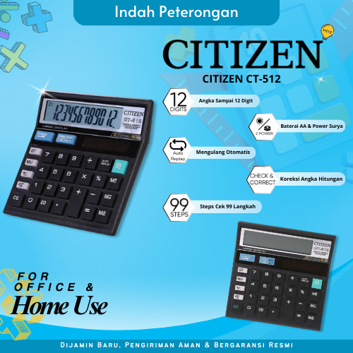 

KALKULATOR CITIZEN CITIZEIV/KALKULATOR DAGANG/KALKULATOR SEKOLAH/KALKULATOR LENGKAP/KALKULATOR MURAH