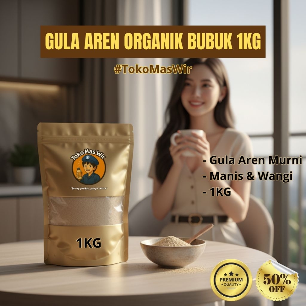 

Gula Aren Organik Bubuk Asli 1KG Premium | Gula Semut Alami dari Nira Aren Murni | Manis Sehat Non MSG Tanpa Pengawet | Gula Sehat untuk Kopi, Teh, Masakan, Minuman Herbal, Diet, Diabetes, Keto Friendly | Masjawir Official Store