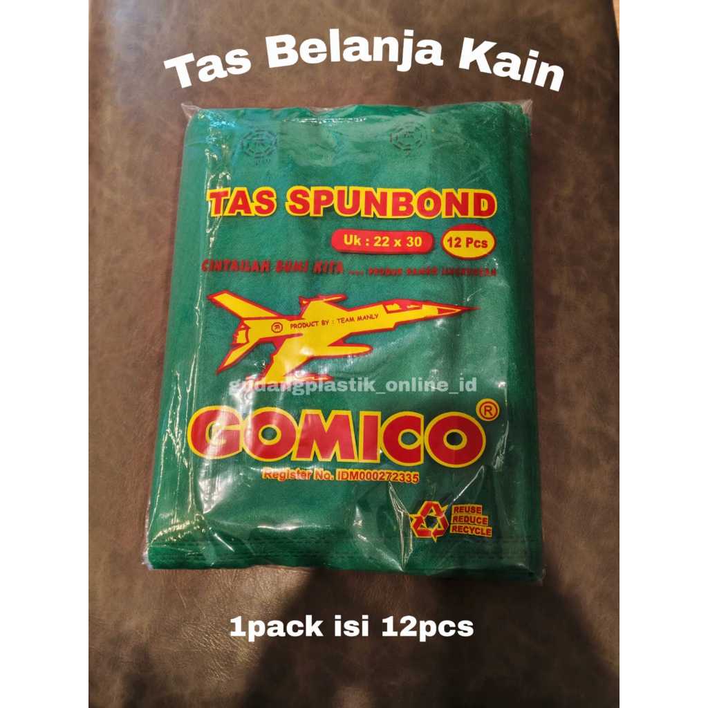 Tas Kain Spunbond 22 x 30cm / Tas Belanja Tali (12pcs) GOMICO