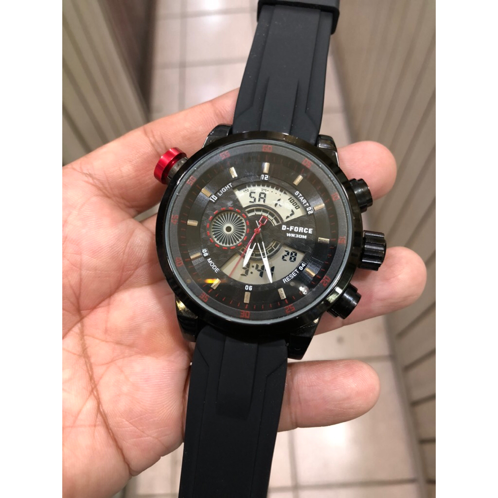 jam tangan sport dual time d force rubber strap fashionable elegan alarm