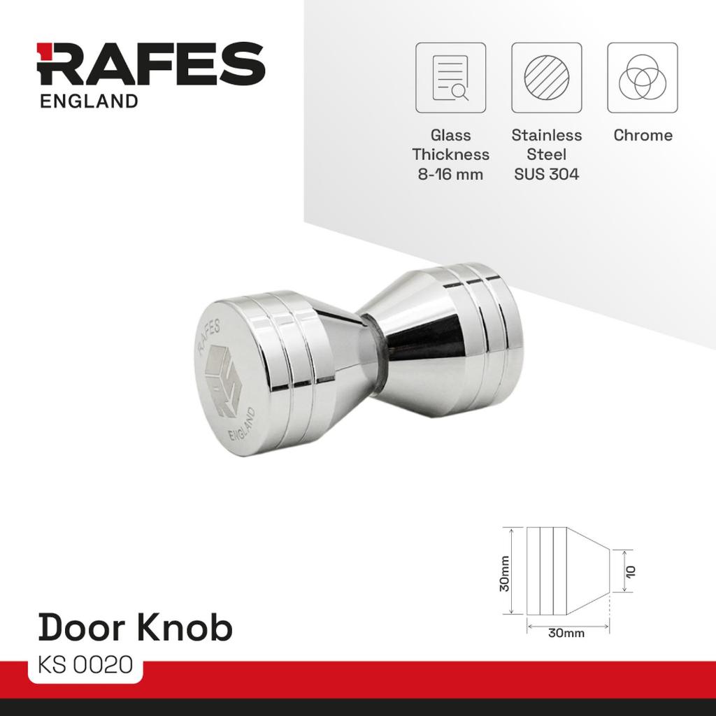 RAFES DOOR KNOB - RAFES KNOB PINTU KACA - STAINLESS STEEL SUS 304 - CHROME - KS 0020