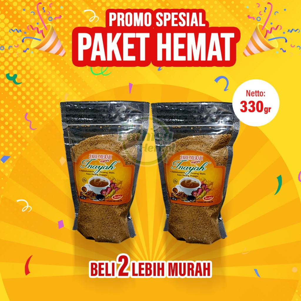 

PAKET MURAH 2 POUCH JAHE MERAH SUPER INAYAH POUCH 330 GR