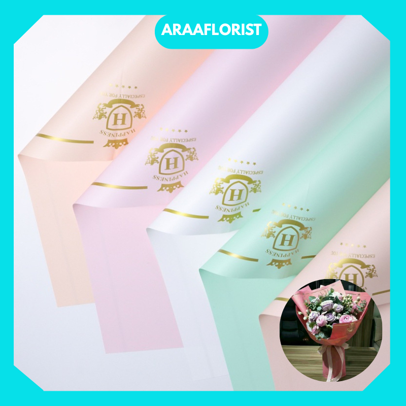 

20 LEMBAR Flower Wrapping Paper Crown List Gold Bunga Cellophane Kertas Bunga Solid Florist KB084