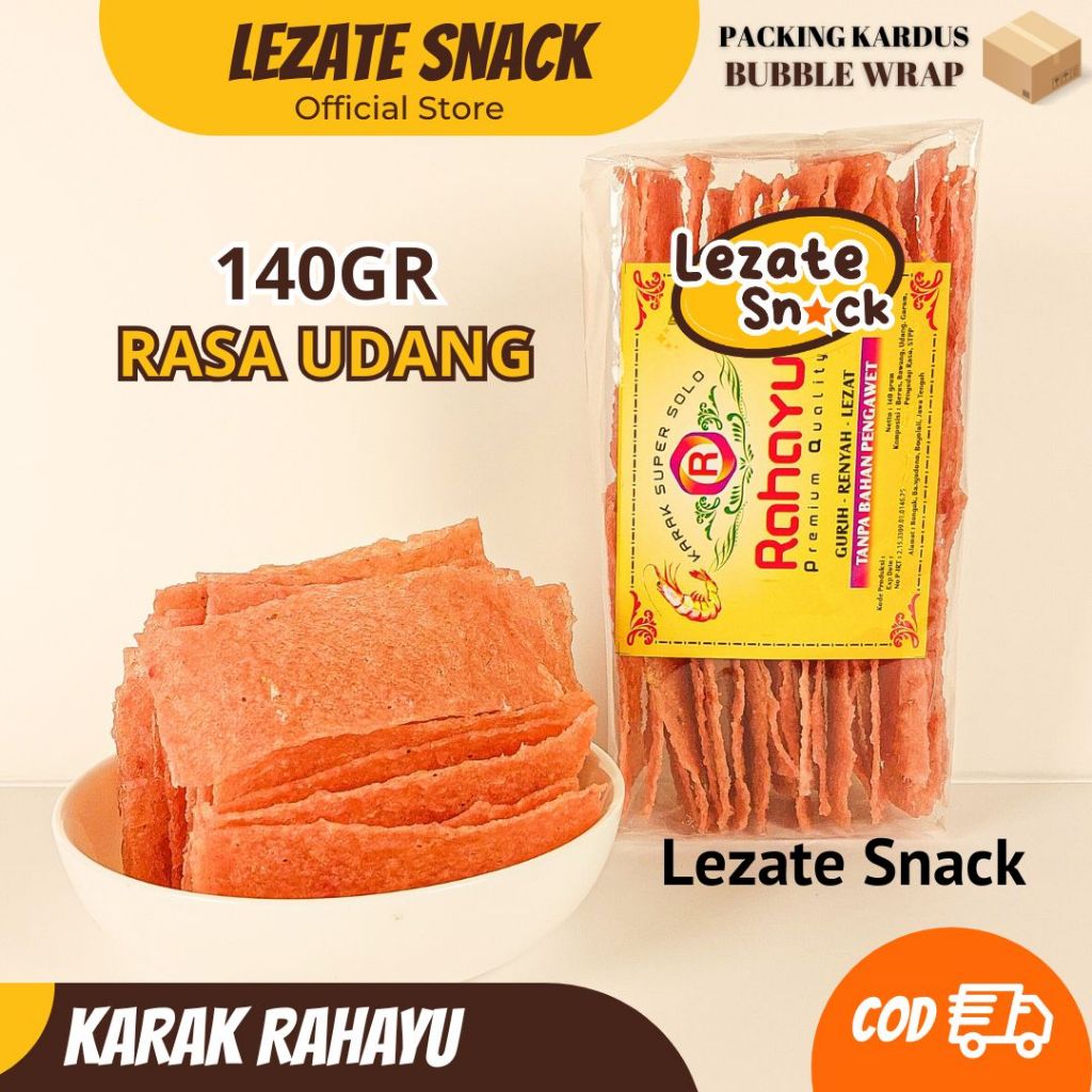 

Kerupuk Gendar Rasa Udang 140GR Merk Rahayu Murah Enak Renyah / Krupuk Karak Gendar Puli Mentah Ebi Rasa Bawang Lezate Snack LEZATE SNACK