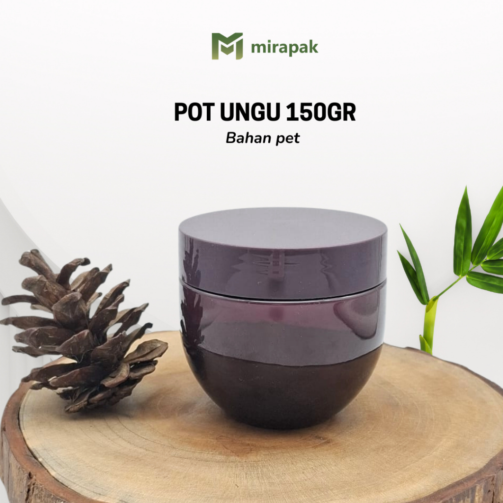 POT 150GR UNGU PET PLASTIK - TUTUP UNGU - LENGKAP DENGAN SPATULA / SEDNOK - POT LULUR 150ML BODY SCR