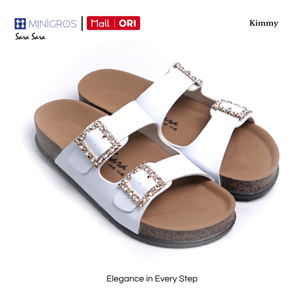 Sara Sara Kimmy Sandal Wanita Flat Gesper Berlian