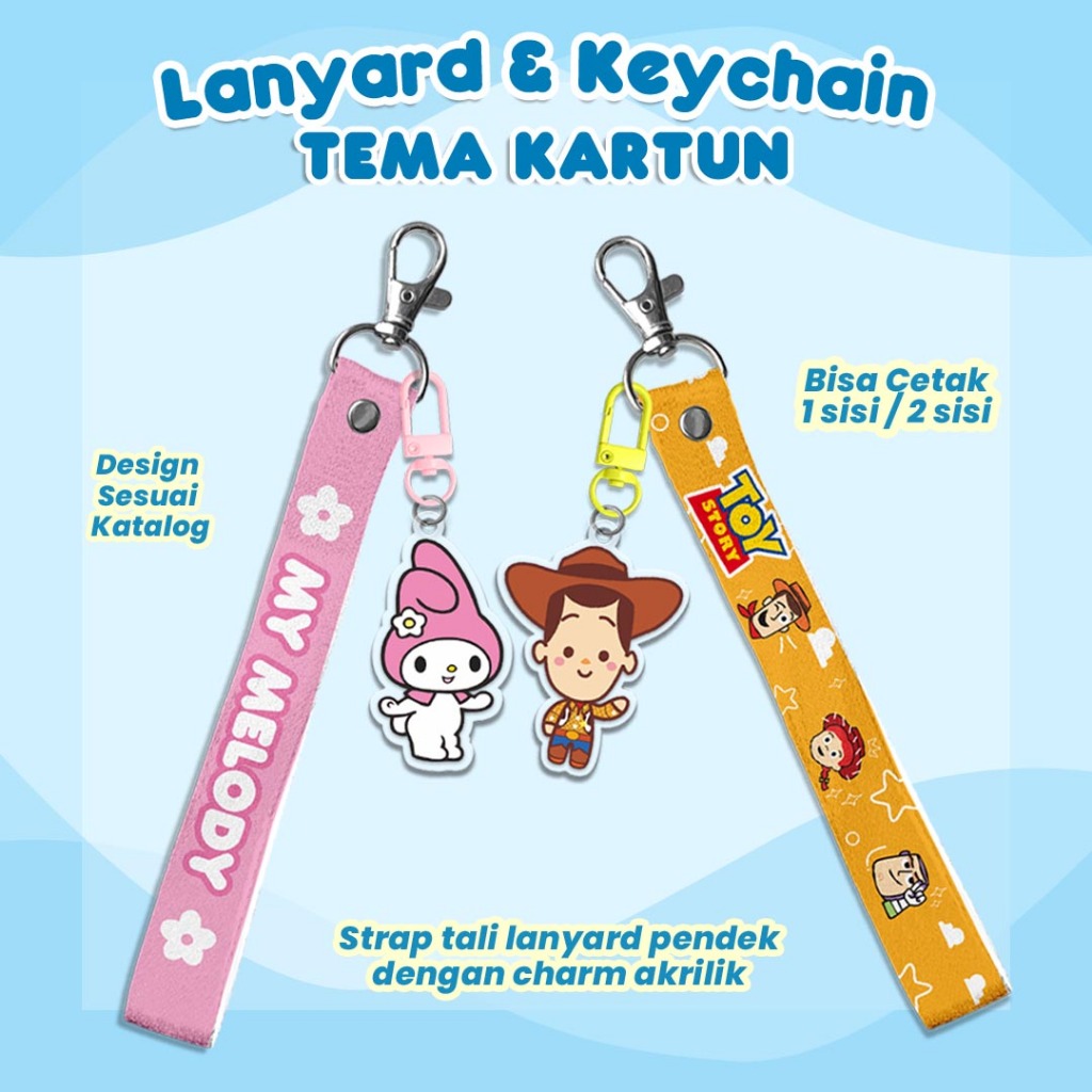 

Lanyard & Keychain Tema Kartun anak / Ganci Akrilik dengan Strap Lanyard / Bag Charm kartun kode lky_kar