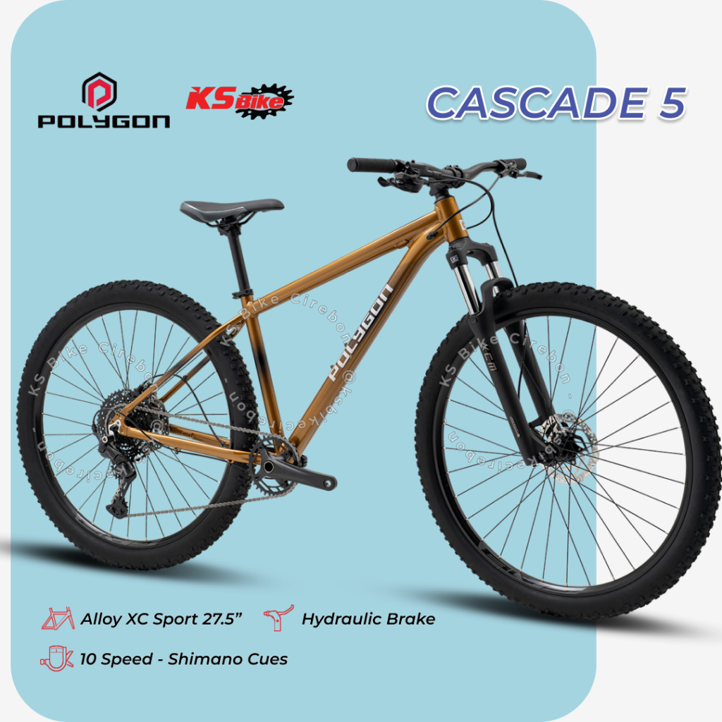 MTB Polygon Cascade 5 27.5 Inch Frame Alloy Shifter 10 Speed Rem Hidrolik Gigi Sepeda Gunung MTB XC 