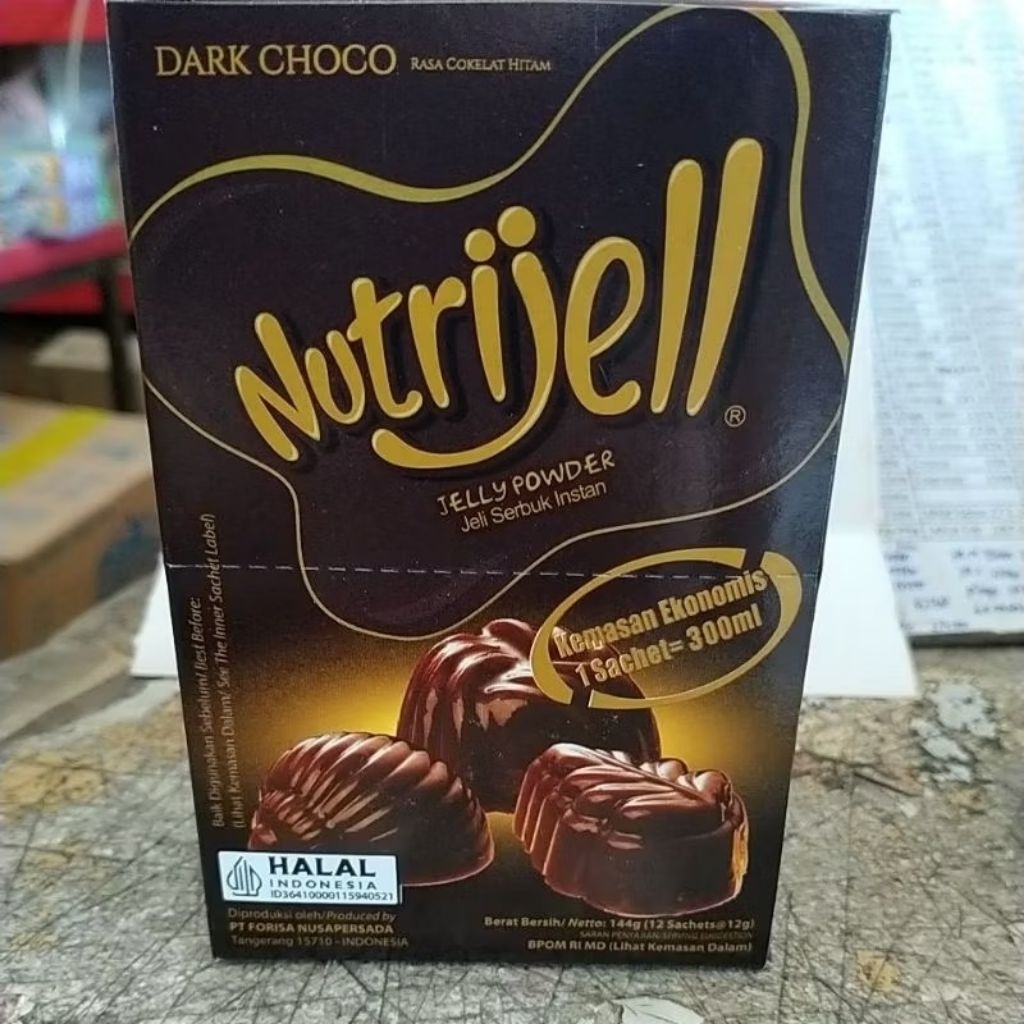 

Nutrijell Dark Choco 1box isi 12 Sachet