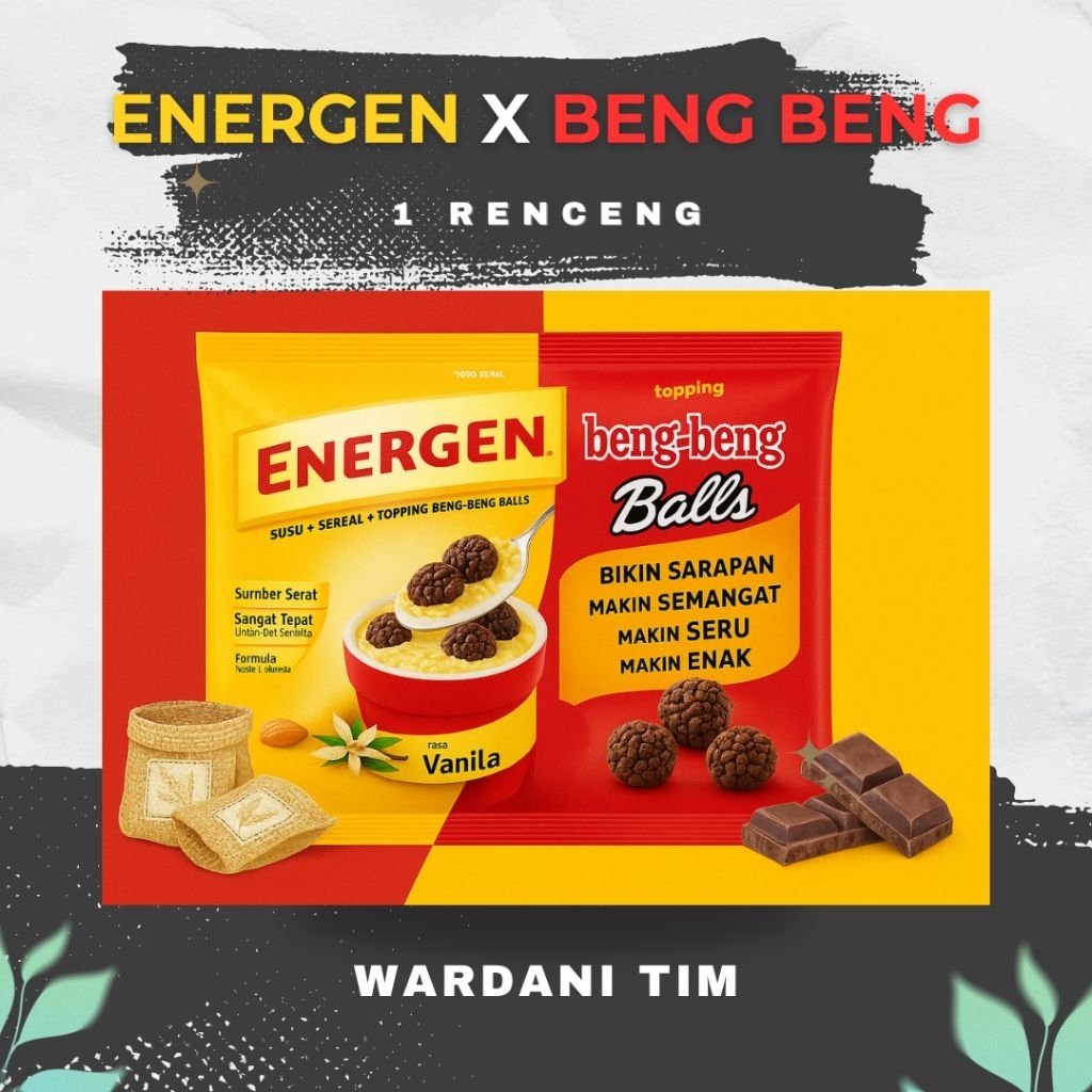 

Energen Beng Beng 1 Sachet Sereal Susu + Topping Beng Beng Balls – Sarapan Praktis Bergizi