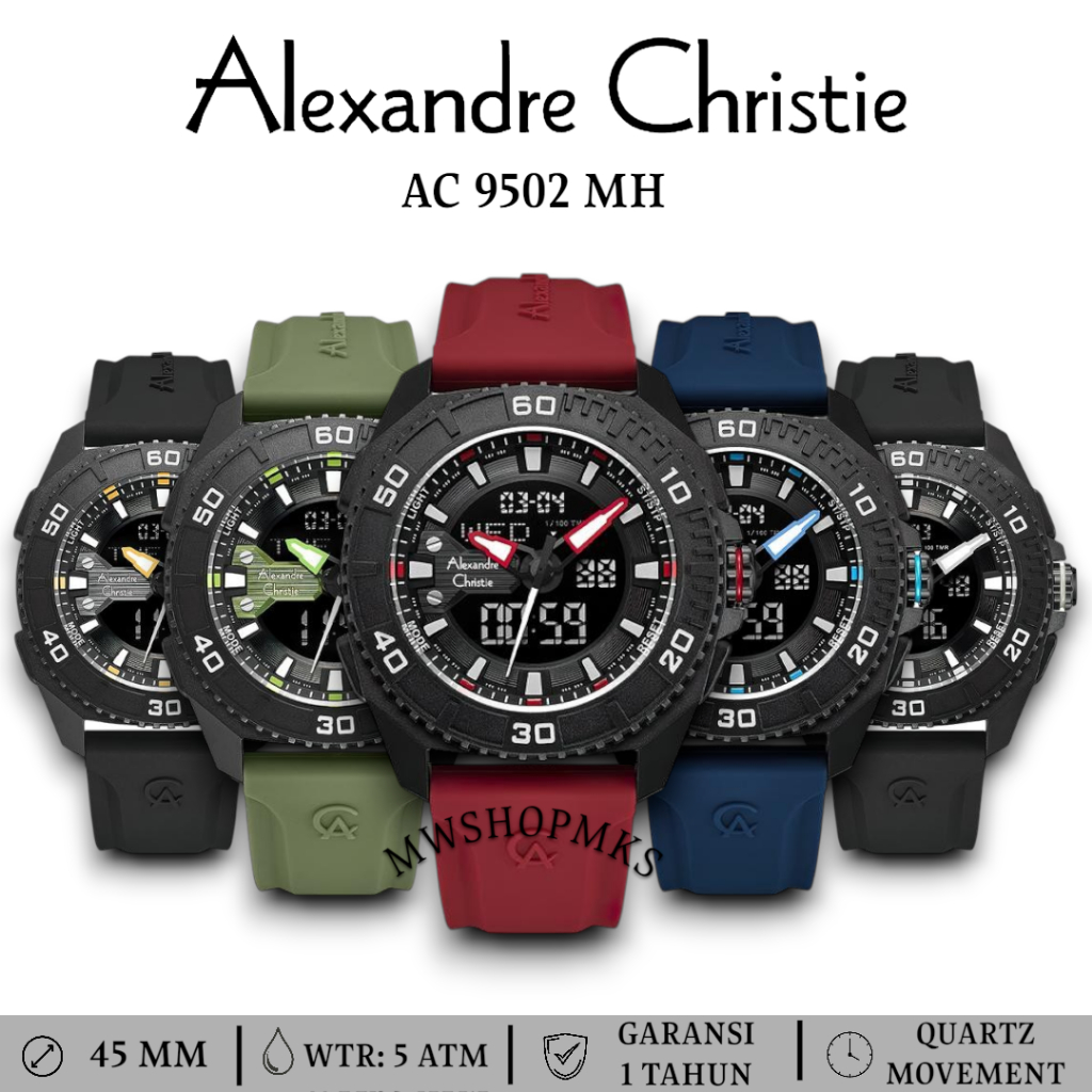 Jam Pria Digital Analog Alexandre Christie AC9502 AC 9502 ORIGINAL Alexander Christie Garansi Resmi