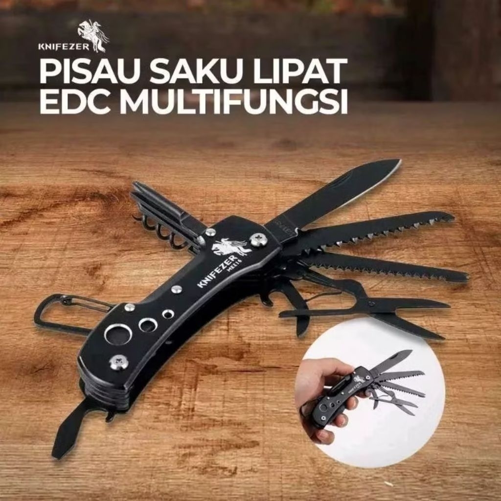 *BEKAS LAYAK PAKAI* PISAU LIPAT MULTIFUNGSI TITANIUM ORIGINAL EDC SURVIVAL SERBAGUNA