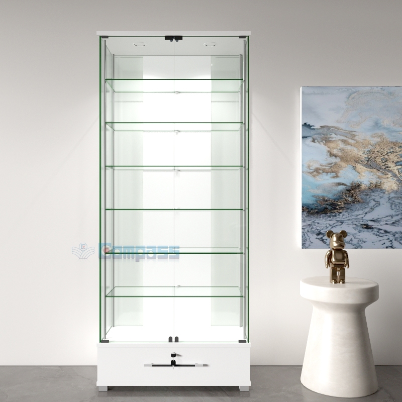 DX11 Lemari Pajang Display Cabinet Etalase 6 Rak Kaca Besar dengan Laci Pajangan Tas Tempat Koleksi 