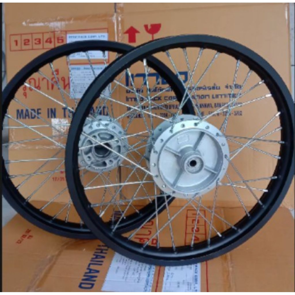 PELK VELG DEPAN BELAKANG ALUMUNIUM JARI-JARI BERKUALITAS SUZUKI SHOGUN SP 125 SATRIA FU