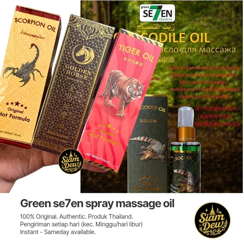 [Produk Thailand] minyak gosok THAI GREEN SE7EN seven body massange oil spray