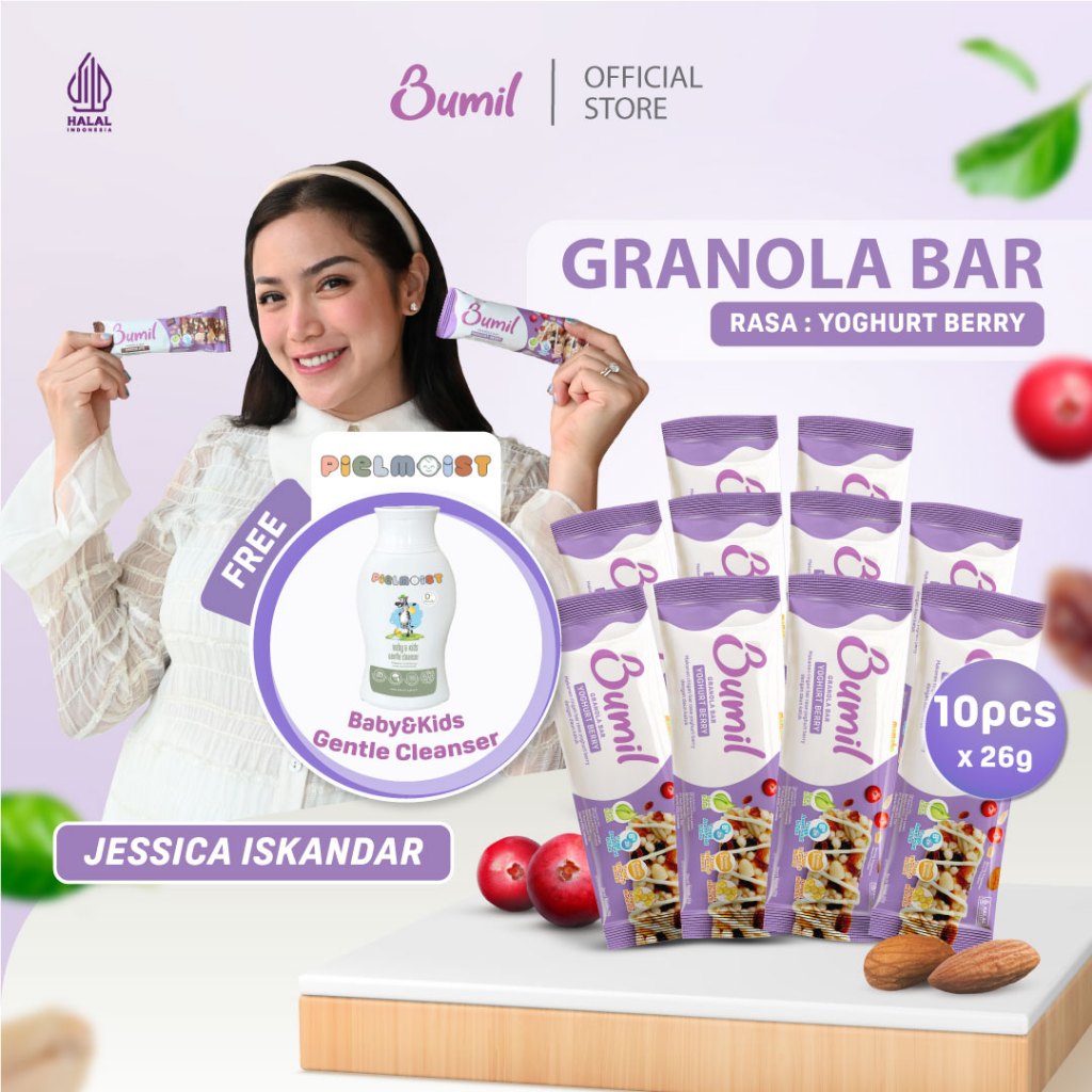 

BUMIL Makanan Ringan Bar Rasa Yoghurt Berry dengan Daun Katuk (Granola Bar Yoghurt Berry) [10 pcs]
