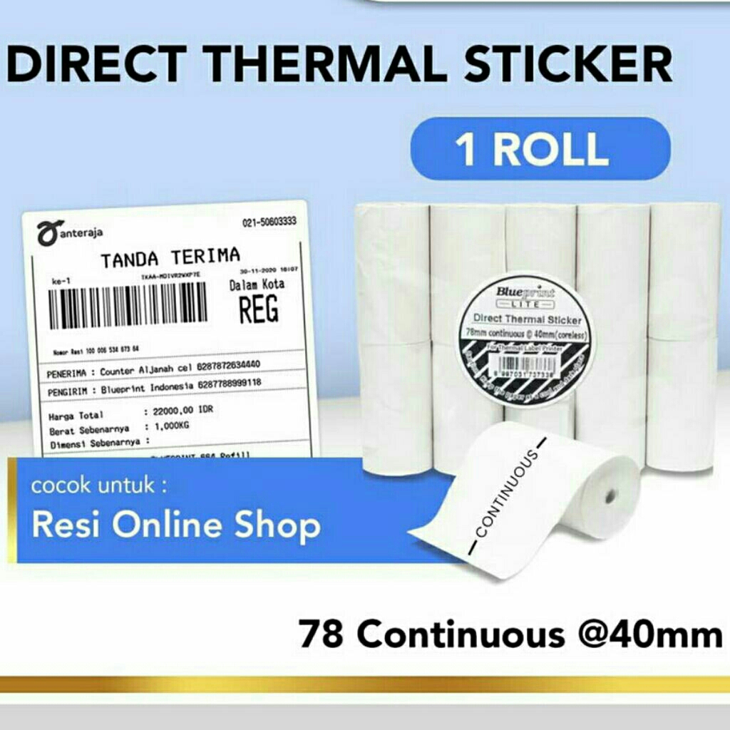 

[1pcs] Sticker Label Continous 78mm×40mm PRINTER 80mm