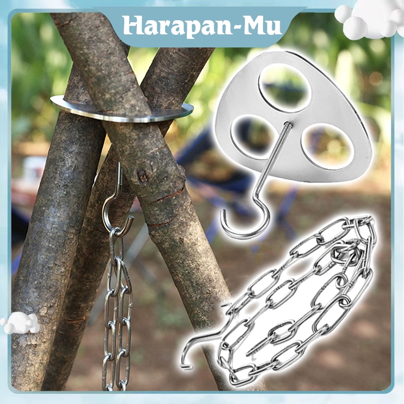 Alat Masak Camping Gantung Tripod Triangle Set / Alat Masak Camping Outdoor Api Unggun