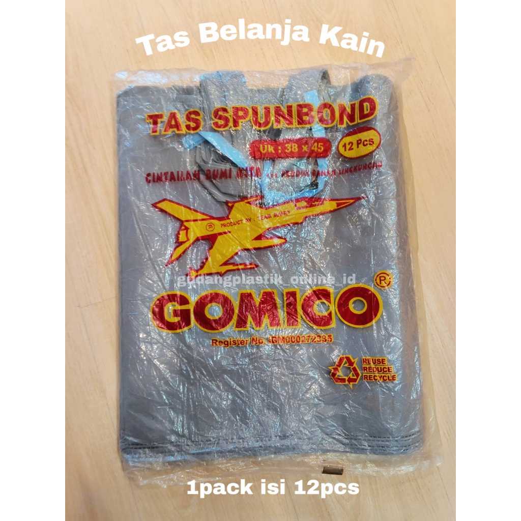 Tas Kain Spunbond 38 x 45 / Tas Belanja Kain (12pcs) GOMICO