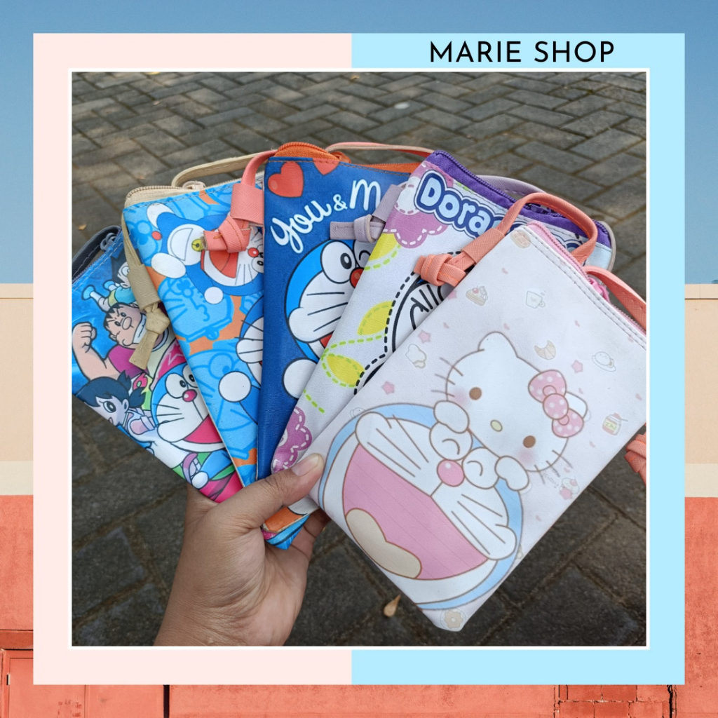 -- DISKON BANTING HARGA -- VERSI DORAEMON DIGITAL PRINTING TAS SLEMPANG SLING PHONE KOREA LUCU