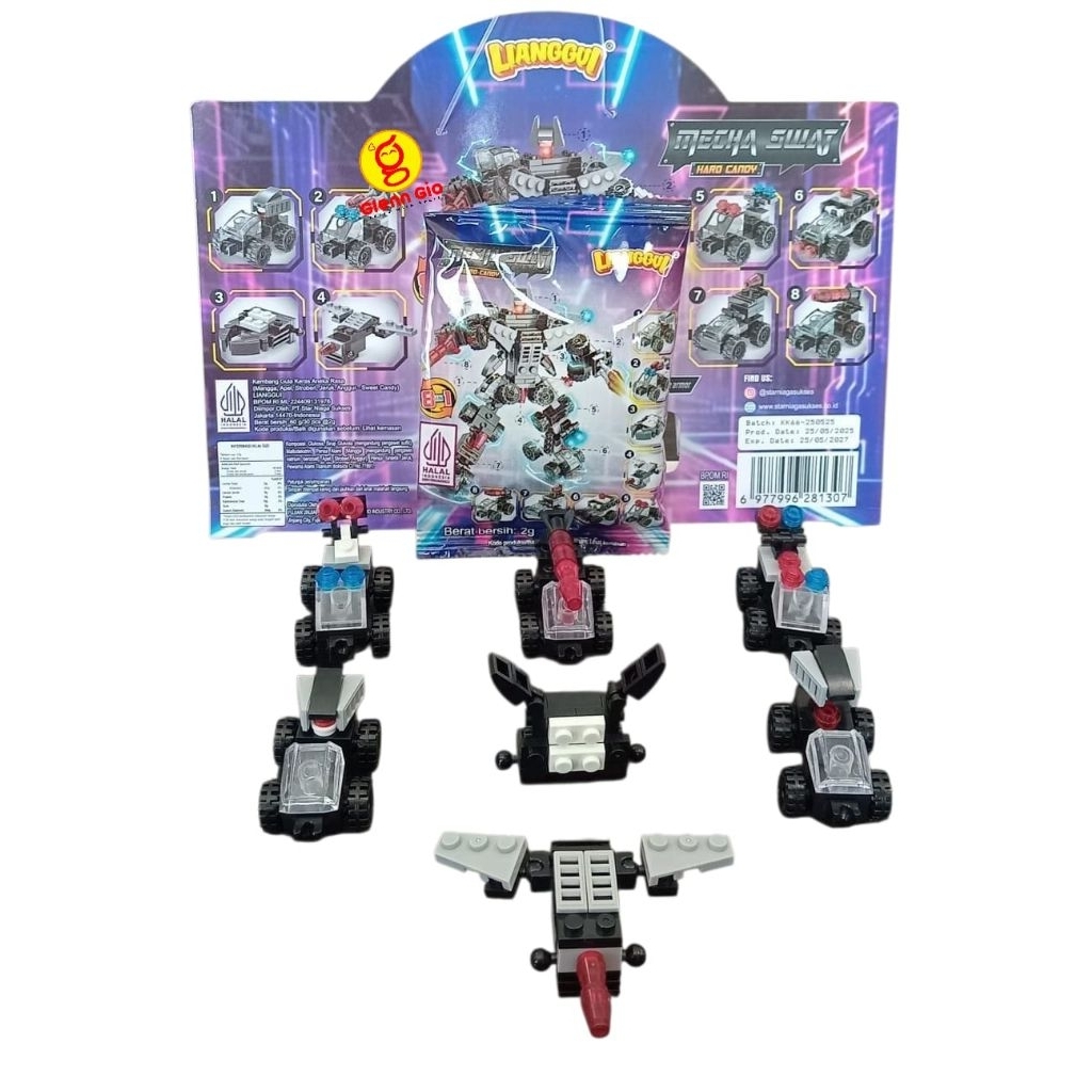 Permen Keras Berhadiah Lego Robot Mecha Swat Lianggui Renceng isi 10 pcs