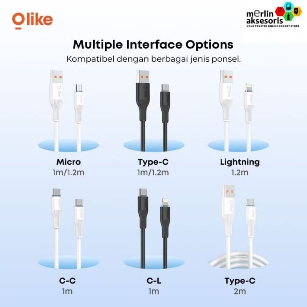 Olike Cable Data D205CL, D205CC, D205L,D205M Fast Charging 1 M