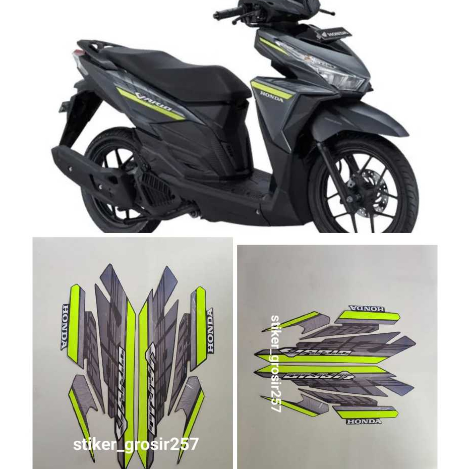 STIKER STRIPING LIS BODY MOTOR HONDA VARIO TECHNO 125 LED 2017 HITAM HIJAU STABILO