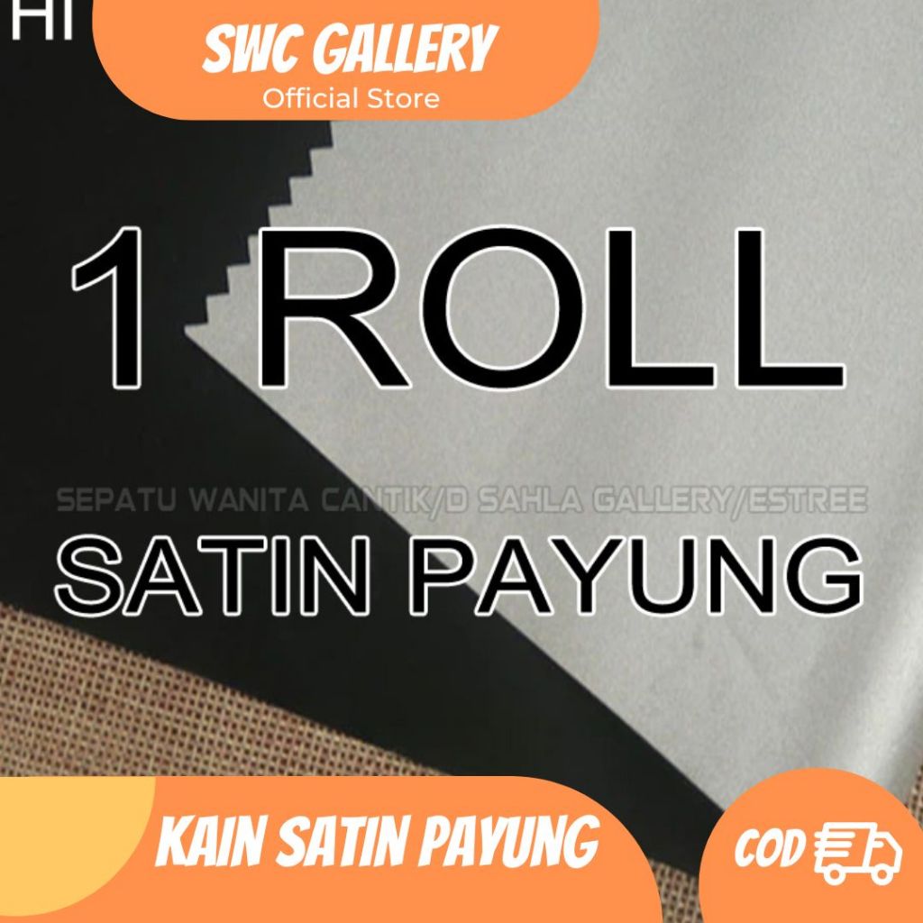 Kain satin Payung 1 roll hitam silver