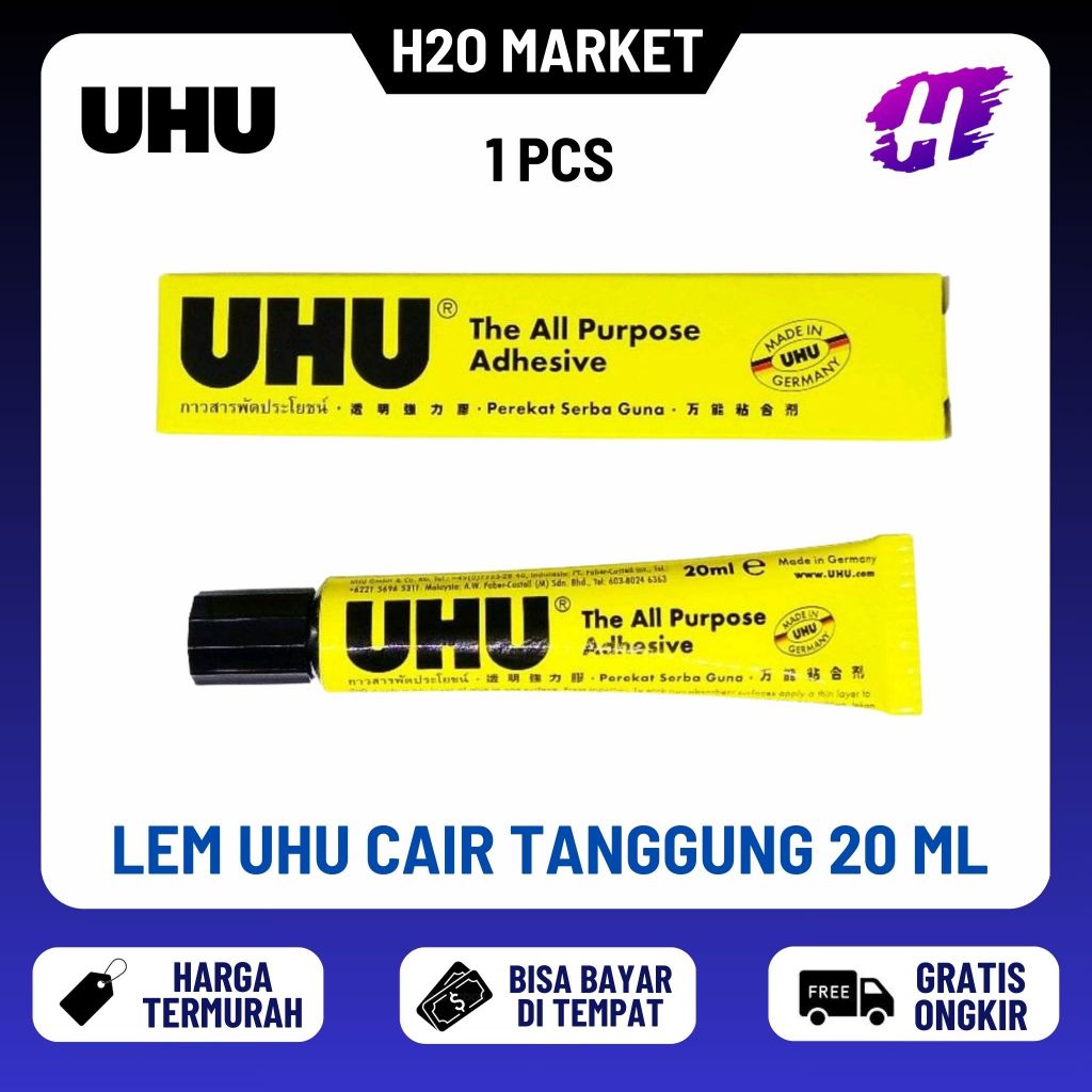 

❤️H2O❤️ Lem UHU Cair Tanggung Sedang 20 ml Original