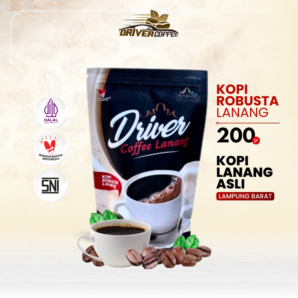 

Kopi Bubuk Driver Coffee Robusta Lampung Peaberry Lanang 200 Gram Aroma Kuat Pekat Premium