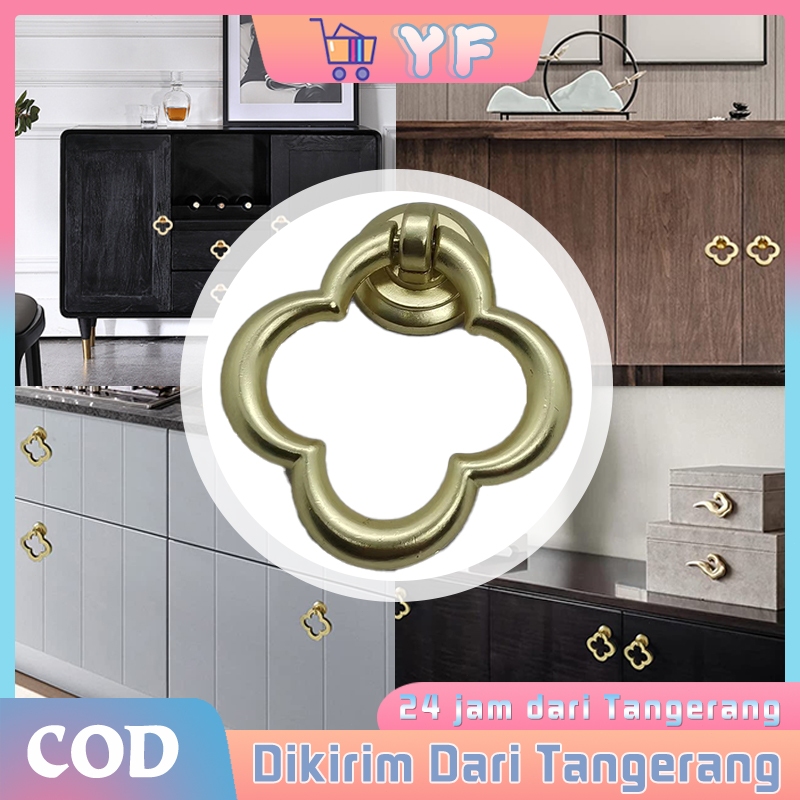 Tarikan Pintu Lemari Gold Clover Knob Handle Knob Tarikan Laci Tarikan Laci Kuningan Antik