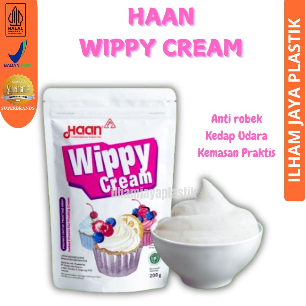 

Haan Wippy cream Pouch 200gr frosting krim / WHIPPED CREAM / WHIP CREAM BUBUK