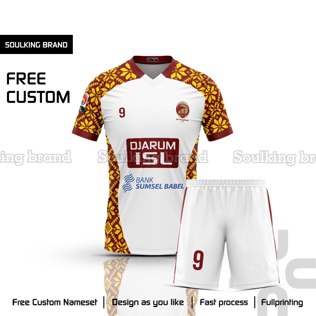 Baju Bola Sriwijaya Fc 2011 - 2012  Away Liga 2 Indonesia Free Custom Nama Warna Putih