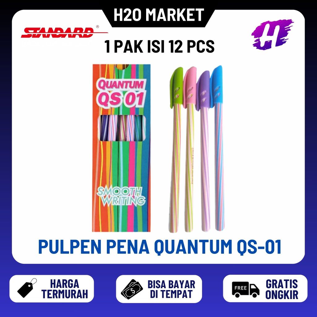 

❤️H2O❤️ Bolpen Pulpen Bolpoin Standard Quantum QS 01 / QS-01 Smooth Writing ( 1 PAK = 12 Pcs )