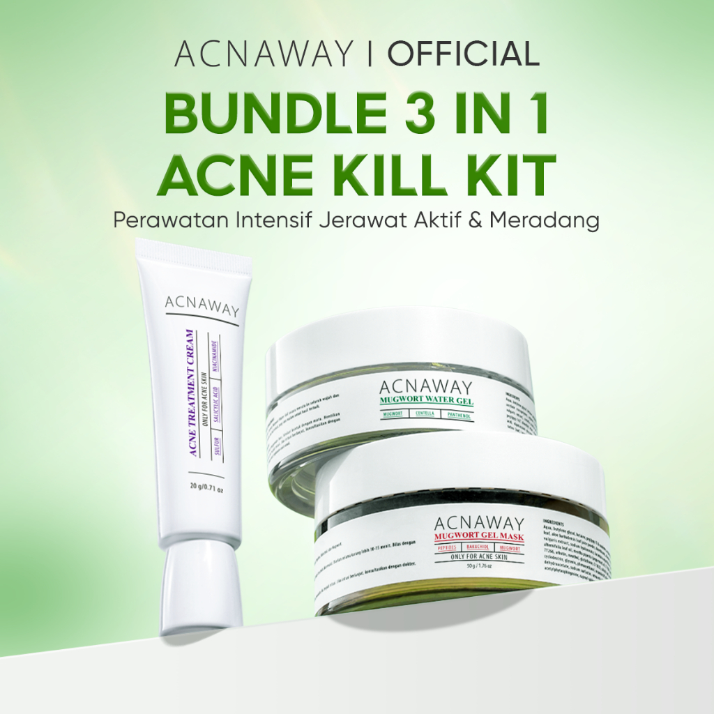 ACNAWAY Bundle 3 in 1 Acne Kill Kit - Mugwort Gel Mask + Mugwort Water Gel + Acne Treatment Cream Pa