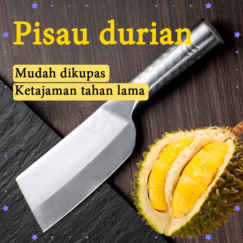 Pisau Durian Bulat & Kotak - Gagang Baja - Ketebalan 3.5mm - Mudah Kupas & Belah Durian - 4CR13