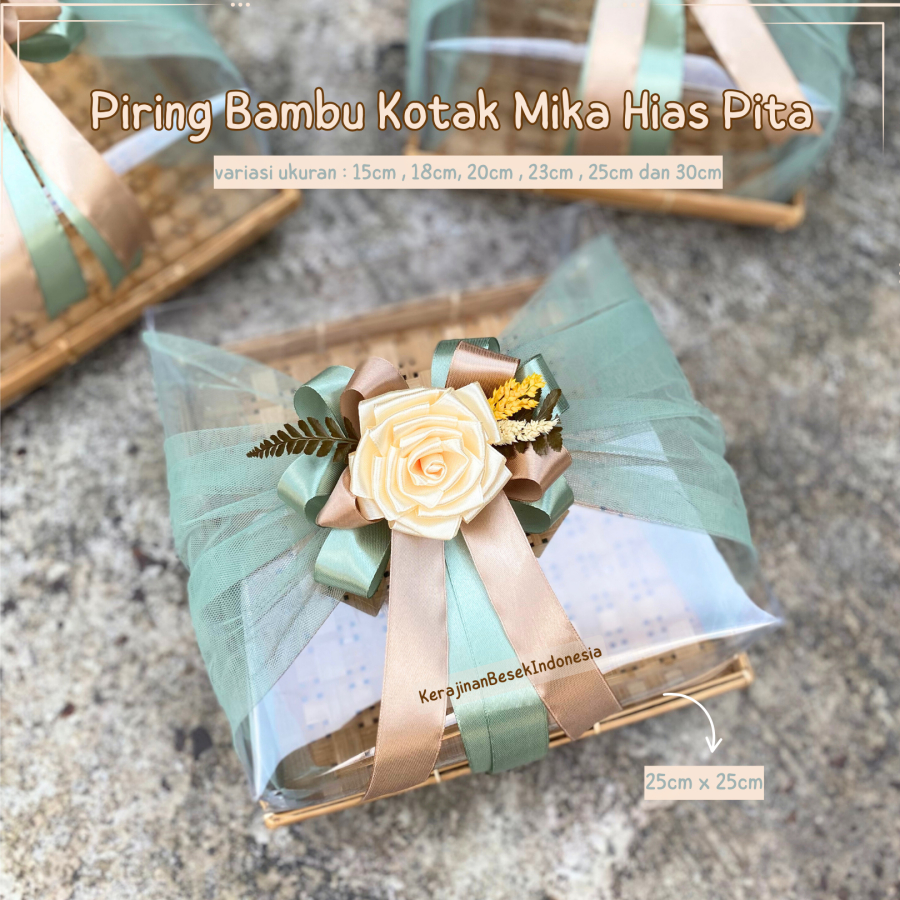 

BOX MIKA HANTARAN / HAMPERS BUNGA PITA Piring kotak 15cm-30cm parsel murah bambu seserahan souvenir