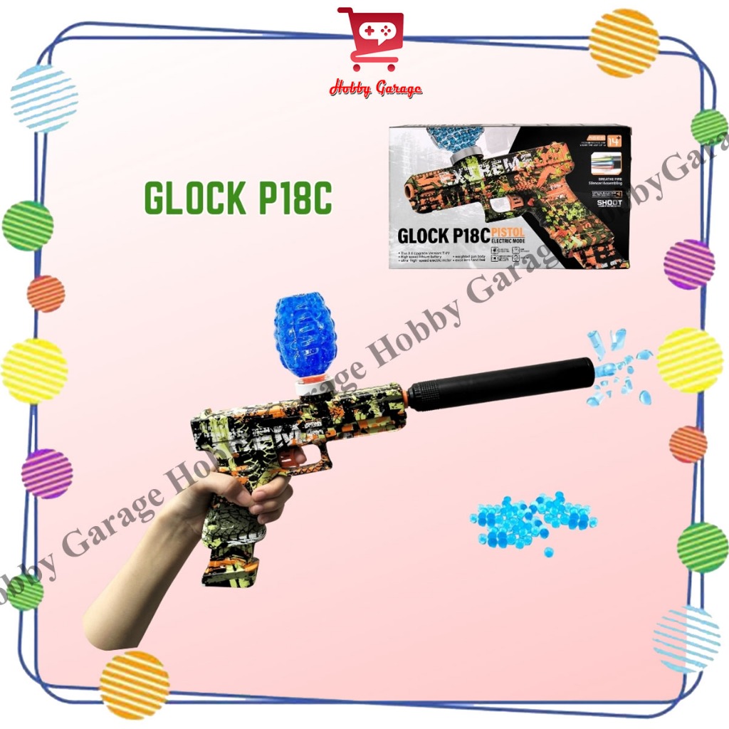 JM Indonesia Mainan Glock P18C Tembakan Anak WGG Water Gel Blaster Watergel