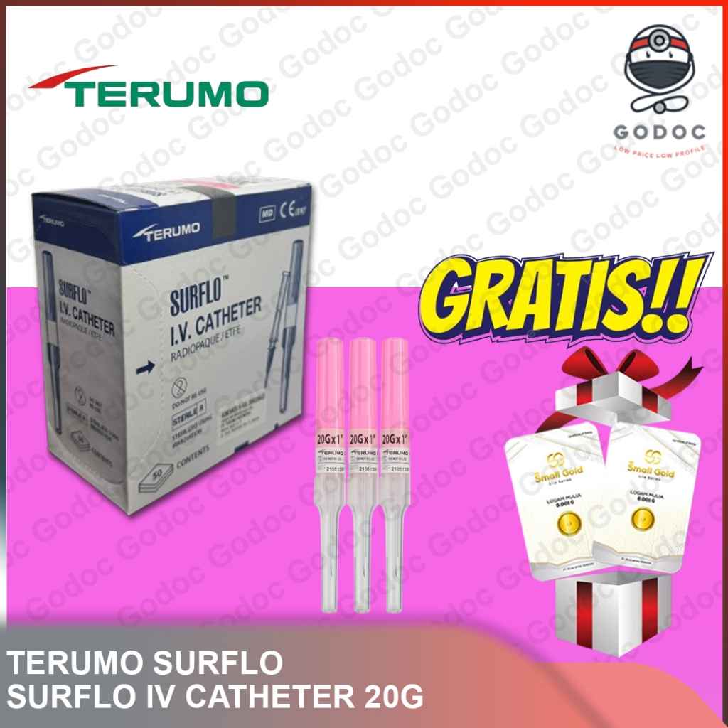 Terumo Surflo Iv Catheter 20g isi 50 pcs Surflo Abbocath 20g