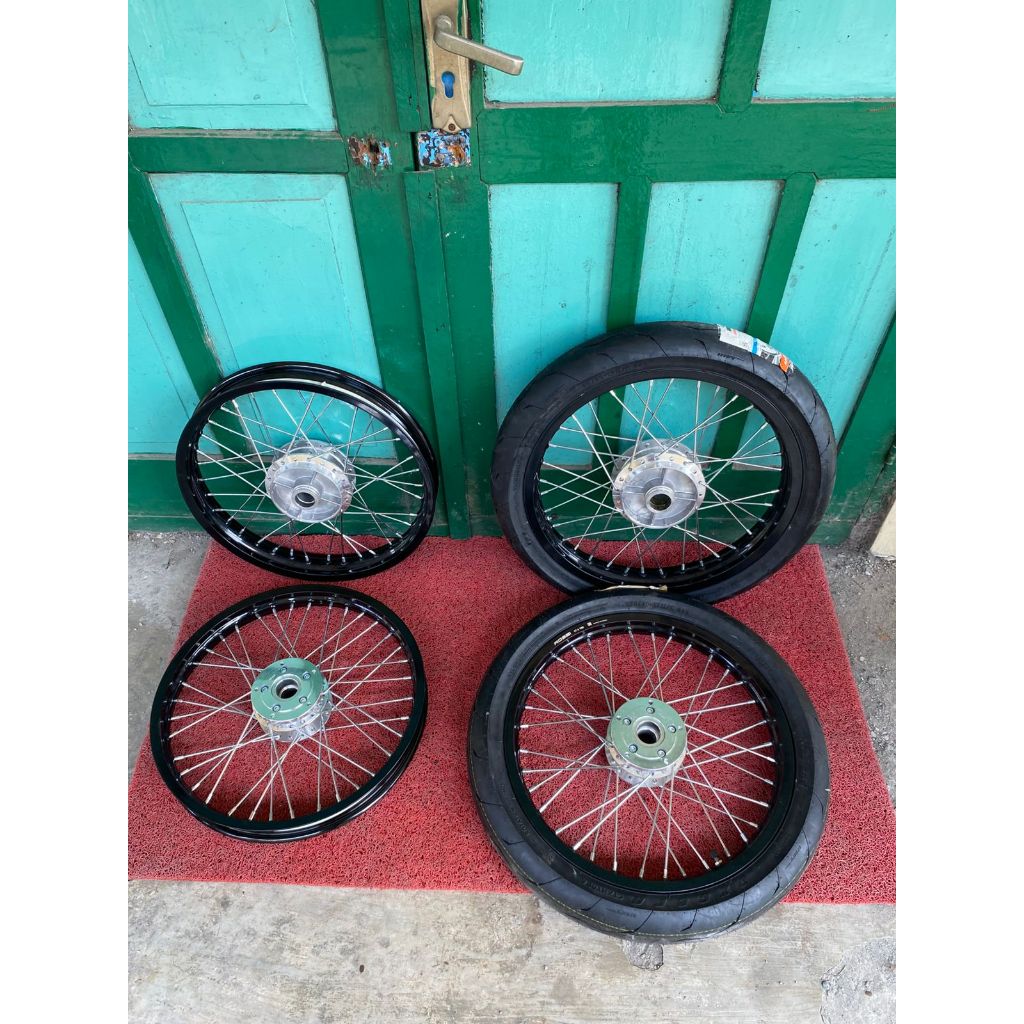 Paket Velg Set Vixion New NVL/NVA Jari -Jari Set Ban Kingland CTX Hydra 90/80 Rata Ring 17