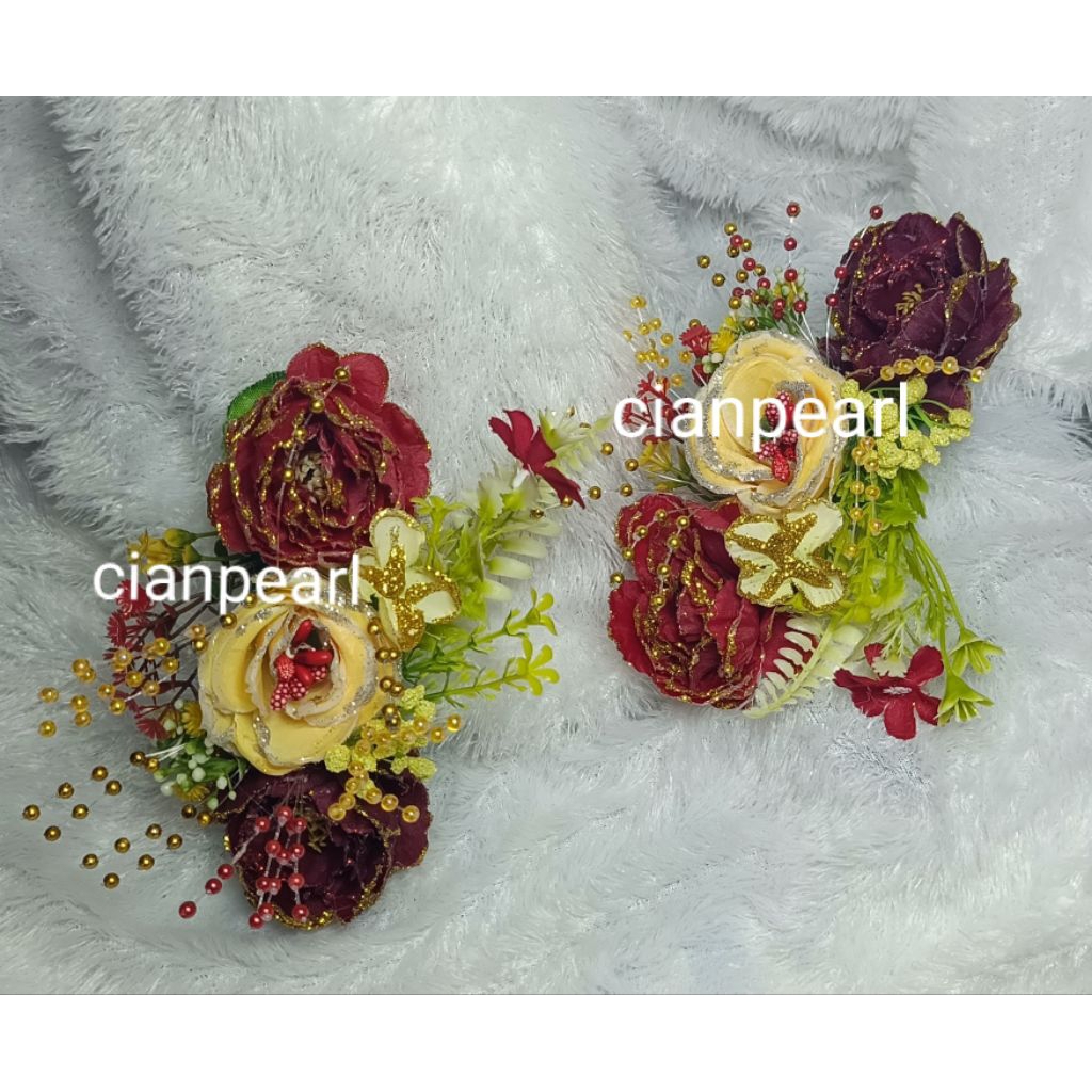 BUNGA RAMBUT PENGANTIN HIASAN RAMBUT PESTA HAIR PIECE BRIDAL SALON MAINAN RAMBUT MAINAN SANGGUL BUNG