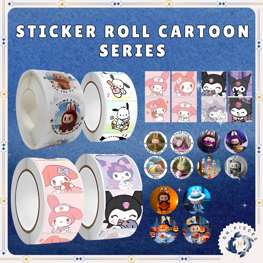 

500 Pcs Sticker Roll Labubu Sanrio Capybara SS001┊Pisces ✧