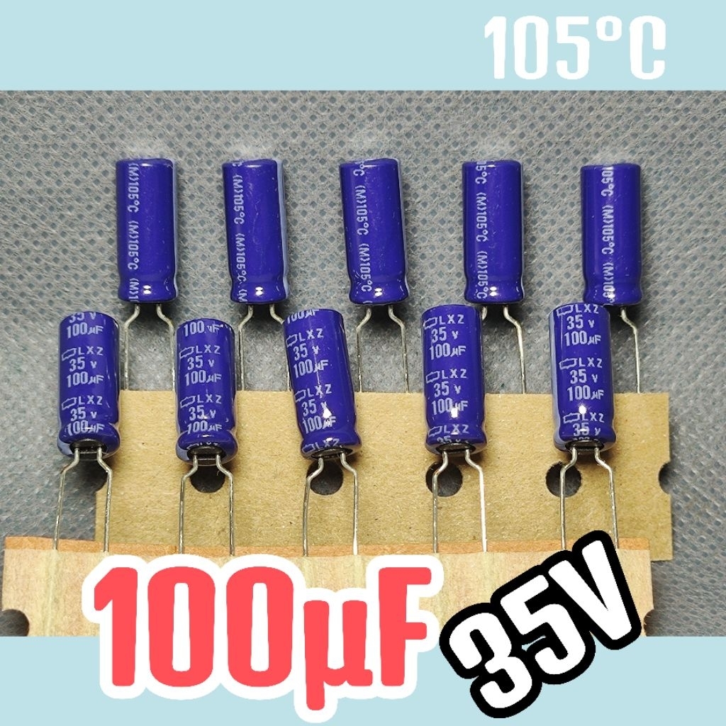 Kapasitor capasitor elko elco 35v 100uf 35v 100 uf 35 v 35volt ORIGINAL