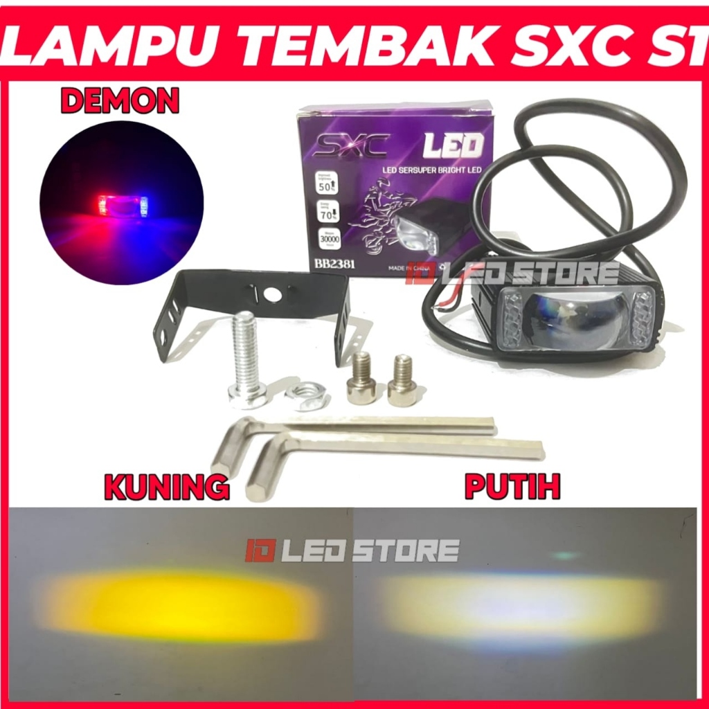 Lampu Tembak Led Slim S1 SXC 4 Mode Flash D2 D3 Kuning Putih Waterproof Mini Laser Slim SXC