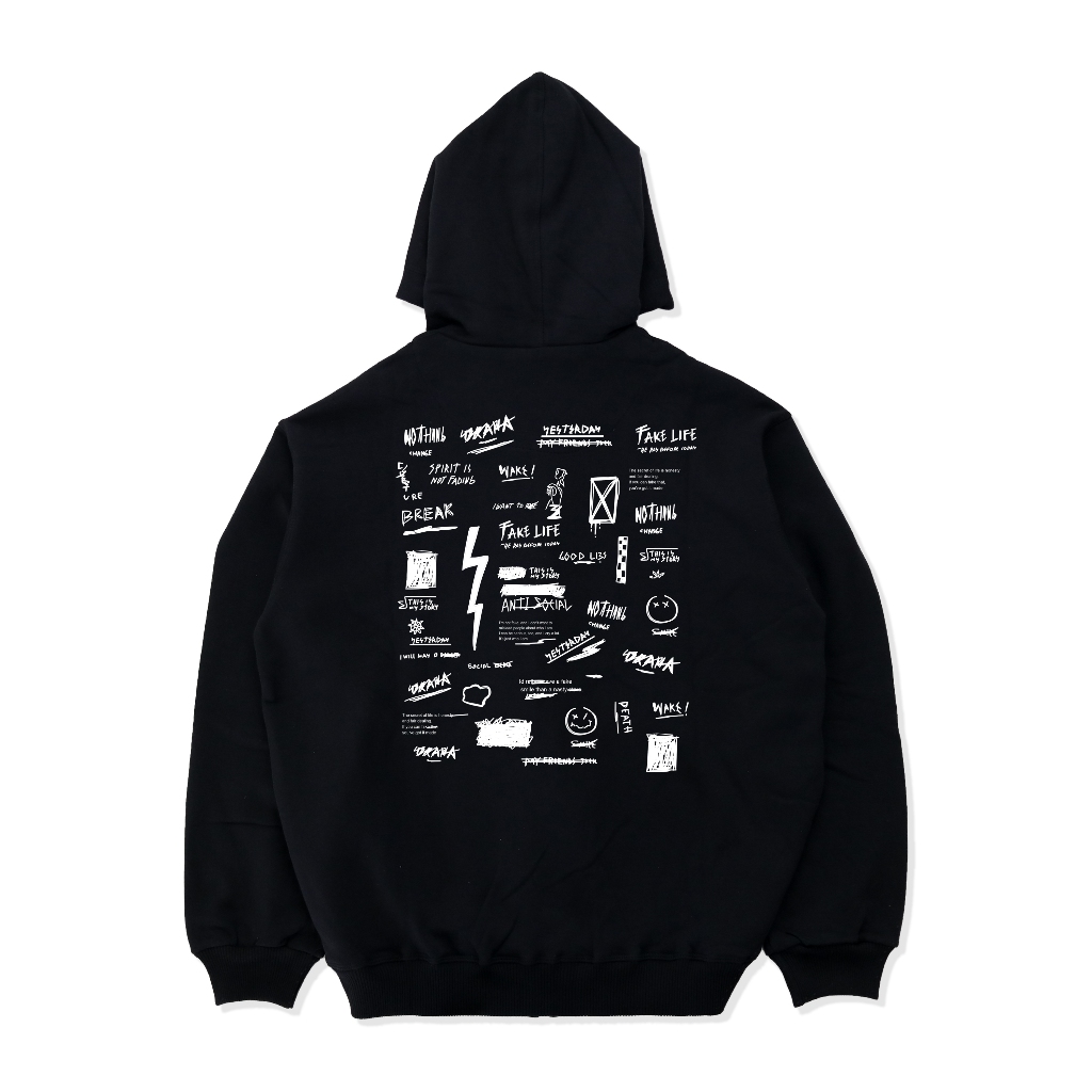 Yesterday – Jaket Hoodie Zipper Distro Pria Wanita Kece Tebal Sweater Premium Original Hitam Abstrac