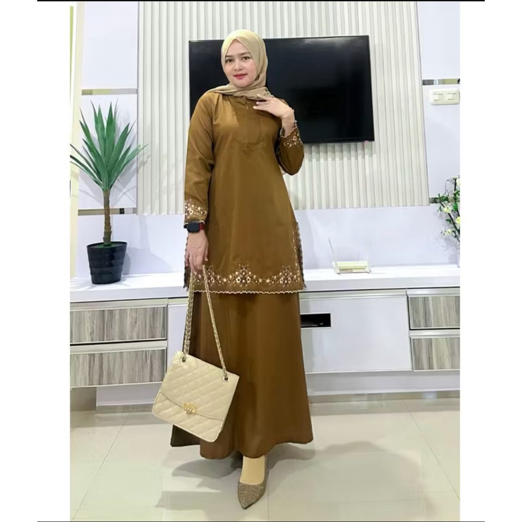 Setelan Rok Pemda Bordiran ASN PDH gamis malaysia pemda || Pakaian wanita Seragaman