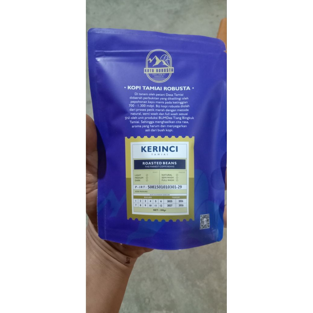 

bubuk kopi robusta KOTA (KOPI TAMIAI) 100 gram khas kerinci jambi
