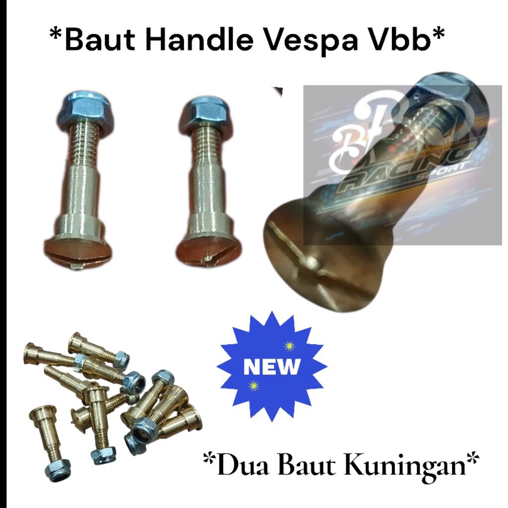 Baut Handle Vespa Super, Sprint, VBB - Kuningan Polos | Spare Part Aksesoris Vespa Klasik